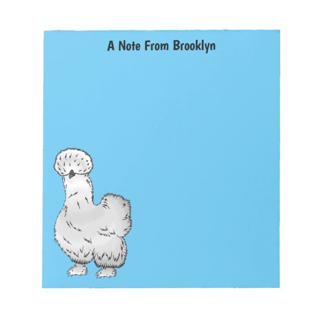 Bloco De Notas Imagem de desenho animado de frango Silkie (Frente)