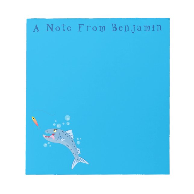 Bloco De Notas Imagem de desenho animado de pesca com fome de pei (Frente)