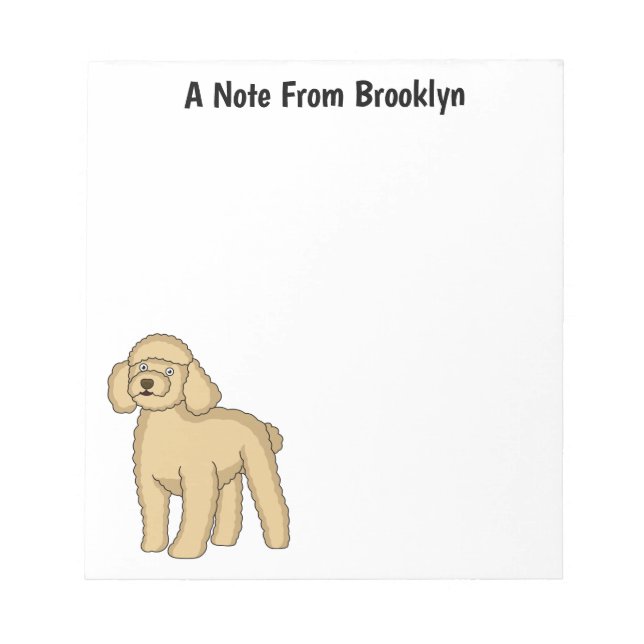 Bloco De Notas Imagem de desenho animado de poodle marrom feliz (Frente)