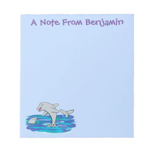 Bloco De Notas Imagem de desenhos animados de golfinhos alegres e