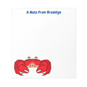 Bloco De Notas Imagem do desenho animado de caranguejo vermelho-b