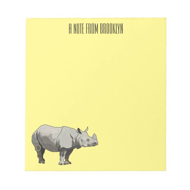 Bloco De Notas Imagem do desenho animado de Javan rhinoceros (Frente)