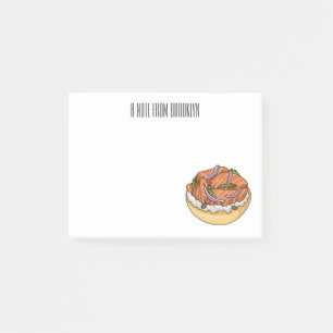 Bloco De Notas Imagem do desenho animado do bagel de salmão
