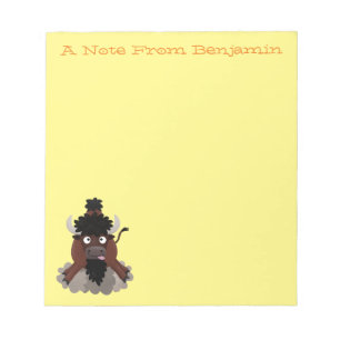 Bloco De Notas Imagem engraçada de desenho animado de bisonte de
