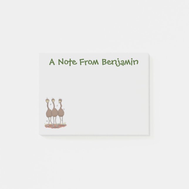 Bloco De Notas Imagem engraçada do desenho animado emu australian (Frente)