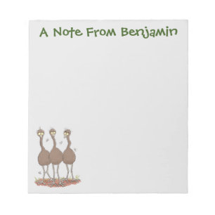Bloco De Notas Imagem engraçada do desenho animado emu australian