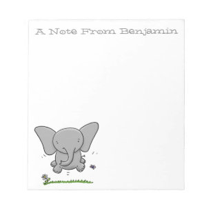 Bloco De Notas Imagem verde de desenho animado do elefante bebê b