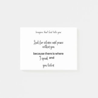 Bloco De Notas Imaginem que Deus diz: Procure silêncio e paz
