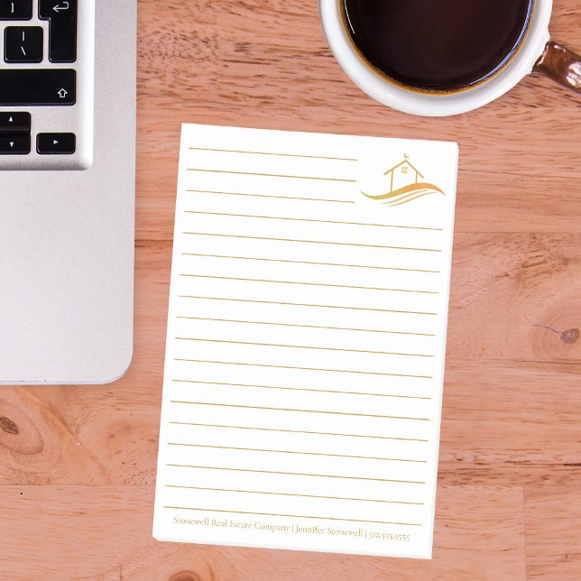 Bloco De Notas Imobilizador Dourado da Empresa Imobiliária Person (Criador carregado)