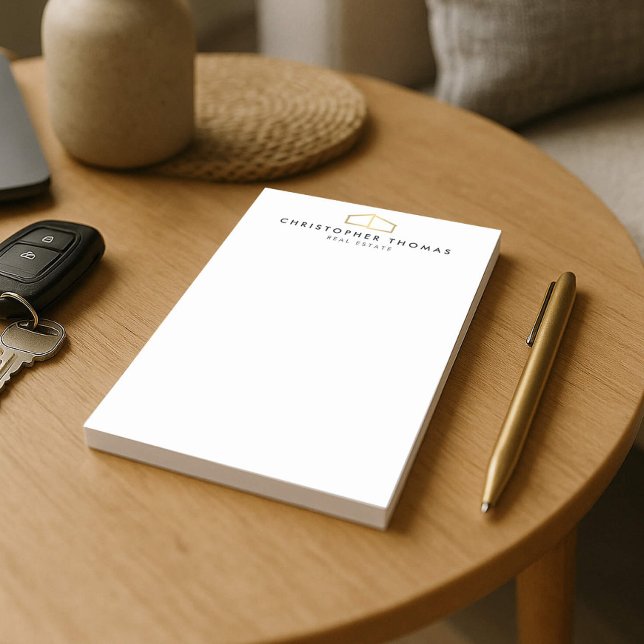 Bloco De Notas Imóveis modernos Logotipo Dourado Imóveis, Realtor (Criador carregado)