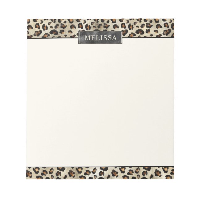Bloco De Notas Impressão Animal Leopardo Com Folha Falsa Preta E  (Frente)