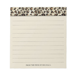 Bloco De Notas Impressão Animal Leopardo Com Linhas E Texto Perso