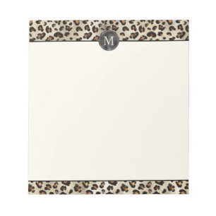 Bloco De Notas Impressão Animal Leopardo Com Monograma Em Folha D