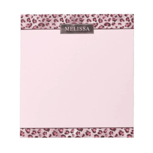 Bloco De Notas Impressão Animal Leopardo Rosa Com Folha Falsa E N