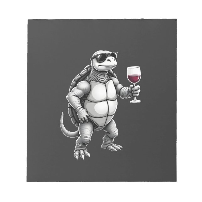 Bloco De Notas impressão artística de tartaruga fixe a beber vinh (Frente)