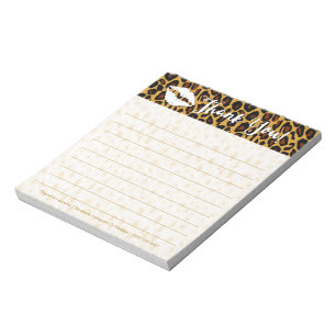 Bloco De Notas Impressão chique do leopardo com obrigado dos