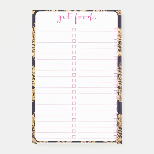 Bloco De Notas Impressão Contemporâneo Dourado e preto (Frente)