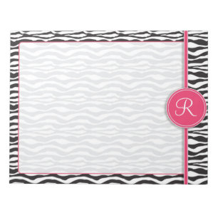 Bloco De Notas Impressão cor-de-rosa feminino da zebra do