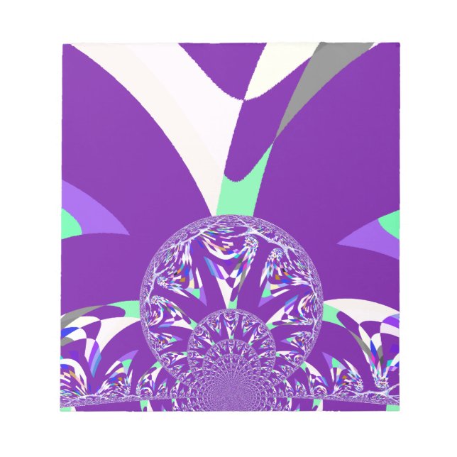 Bloco De Notas Impressão de Arte do Caleidoscópio Ciano Azul Retr (Frente)