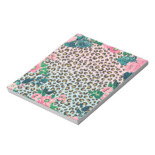 Bloco De Notas Impressão de Leopard com Brilho Rosa Ombre