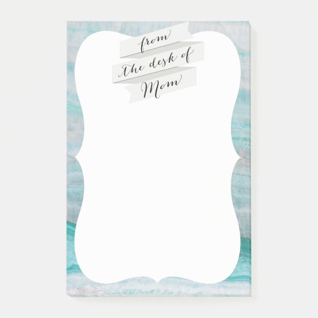 Bloco De Notas Impressão De Onda De Pedra Granita Turquesa (Frente)