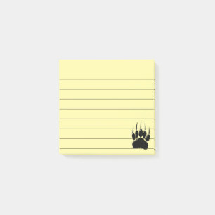 Bloco De Notas Impressão de Pata de Urso Preto Brilhante 3x3