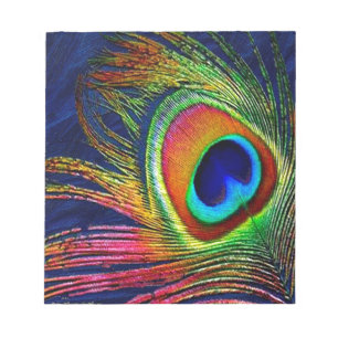 Bloco De Notas Impressão de Pena de Pavão Colorida