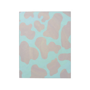 Bloco De Notas Impressão de Vaca Marrom e Teal
