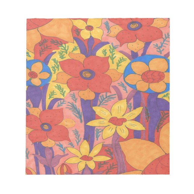 Bloco De Notas Impressão do Jardim Laranja Bold Bohemian (Frente)