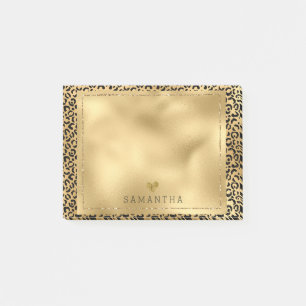 Bloco De Notas Impressão do Leopardo Preto Dourado Personalizada