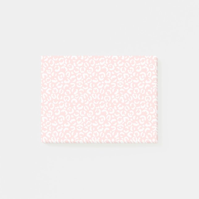 Bloco De Notas Impressão do Leopardo Rosa Branco (Frente)