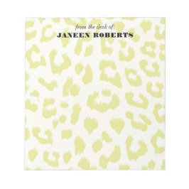 Bloco De Notas Impressão do Leopardo Verde Pálido com Nome Person