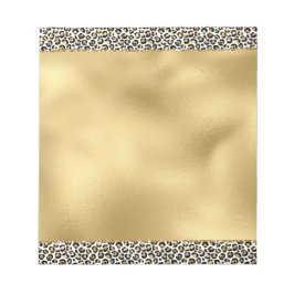 Bloco De Notas Impressão Dourada de Leopardo Preto Glam