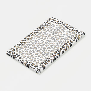 Bloco De Notas Impressão Elegante, Dourada, de Leopardo Preto-Ne