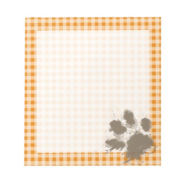 Bloco De Notas Impressão Engraçada sobre Gingham Laranja Escuro (Frente)