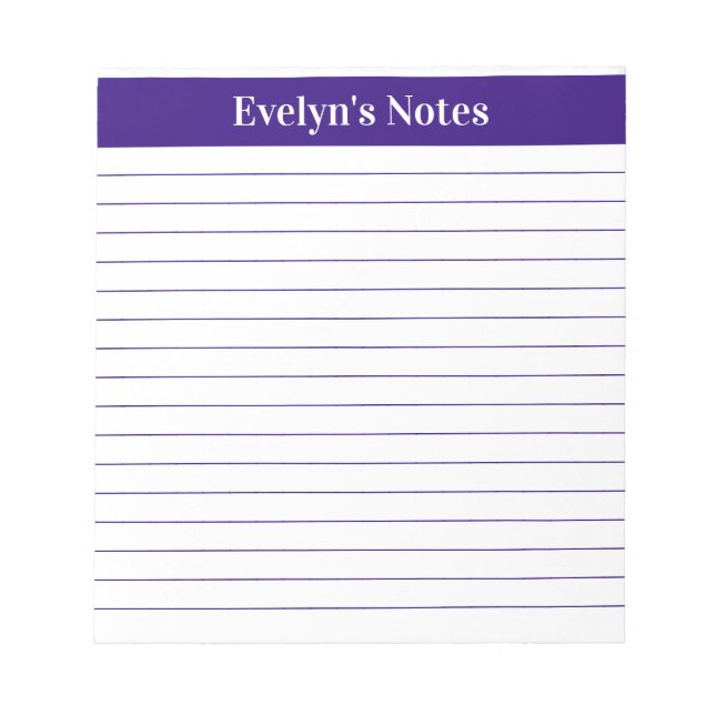 Bloco De Notas Impressão Grande de Script Purple Elegante de Tend (Frente)