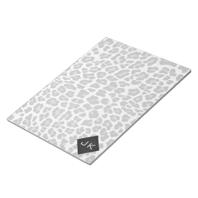 Bloco De Notas Impressão Leopardo Branco e Preto do Monograma (Inclinado)