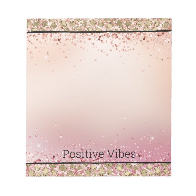 Bloco De Notas Impressão Leopardo Dourada rosa Sparkle (Frente)