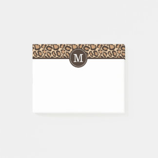 Bloco De Notas Impressão Leopardo e Monograma Personalizado Marro