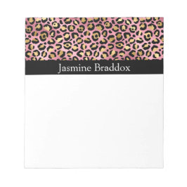 Bloco De Notas Impressão Leopardo rosa e Dourada