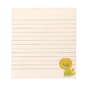 Bloco De Notas Impressão Linhado com o Leão de Leão de Cartoon Bo