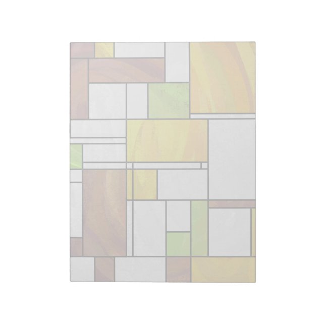 Bloco De Notas Impressão Mondrian Marrom Amarelo Verde (Invertido)