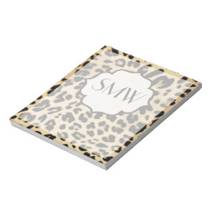Bloco De Notas Impressão Sassy Leopard Monograma