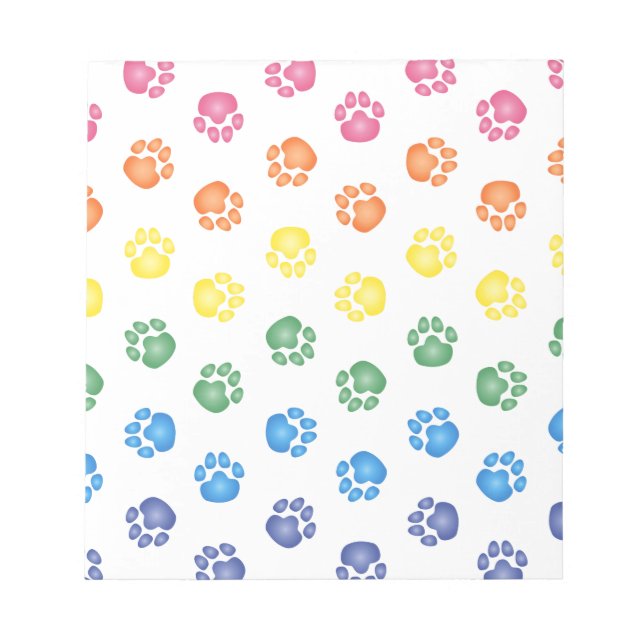Bloco De Notas Impressões de patas coloridas (Frente)