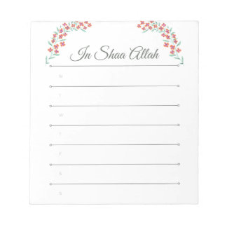 Bloco De Notas In shaa Allah Islamic notepad