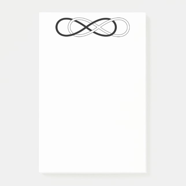 Bloco De Notas Infinidade dobro do símbolo - preto & branco (Frente)