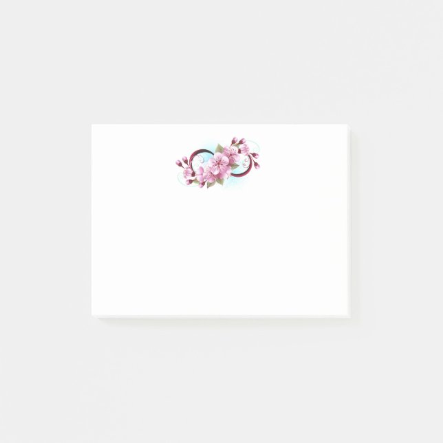 Bloco De Notas Infinito com Flores de Cerejeira em Flor (Frente)