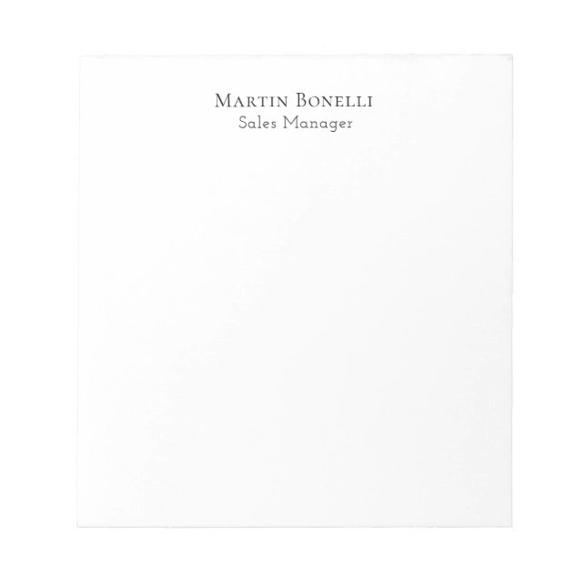 Bloco De Notas Informação Simples de Nome Próprio Profissional Cl (Frente)