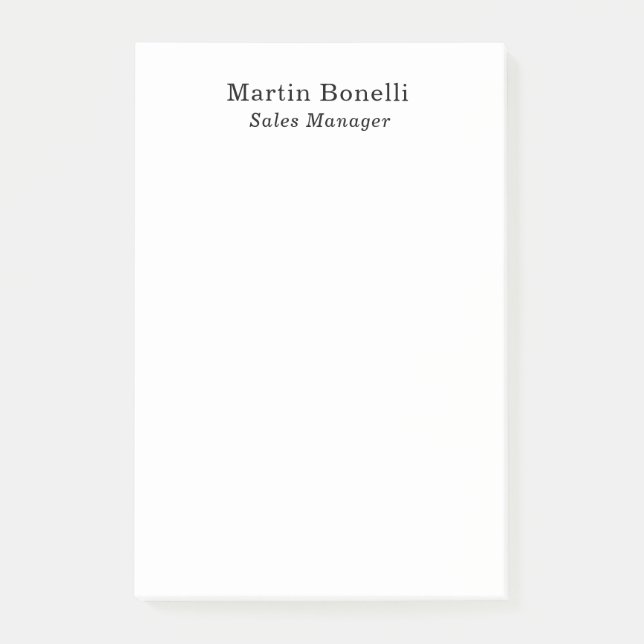 Bloco De Notas Informação Simples de Nome Próprio Profissional Cl (Frente)