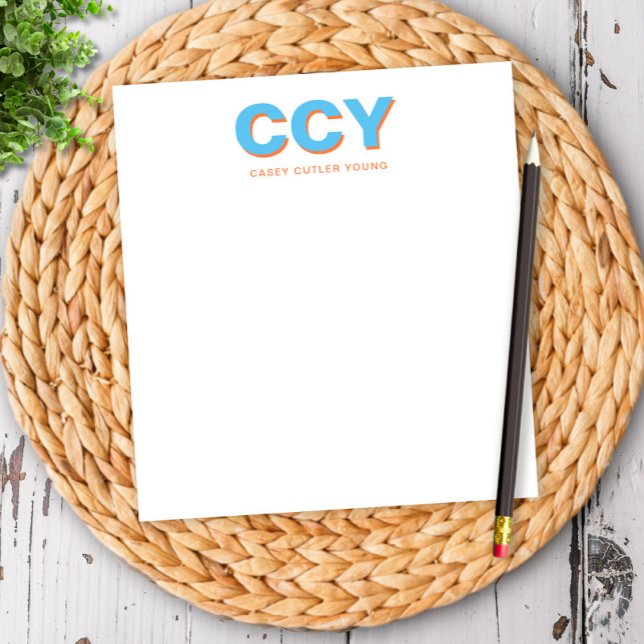 Bloco De Notas Iniciais Chunky Personalizadas a Azul e Laranja (Criador carregado)